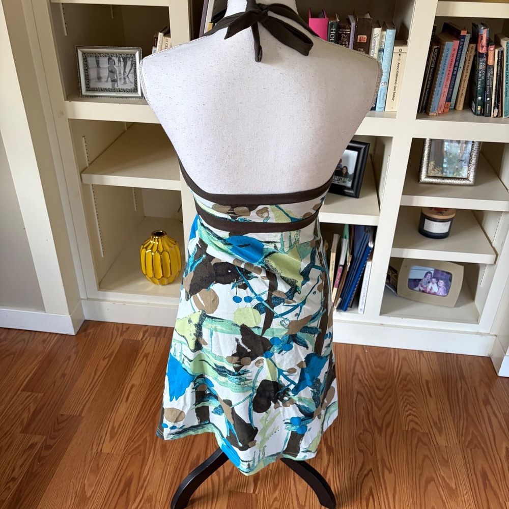 Patagonia Iliana Halter Dress Boho Floral Blue Green Empire Waist Medium Outdoor - Picture 4 of 8